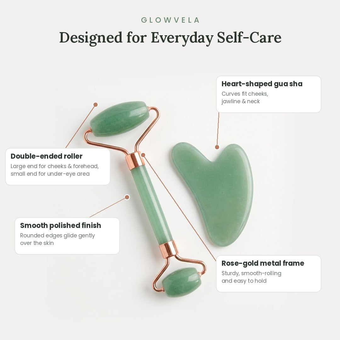 Glowvela Facial Roller & Gua Sha Set