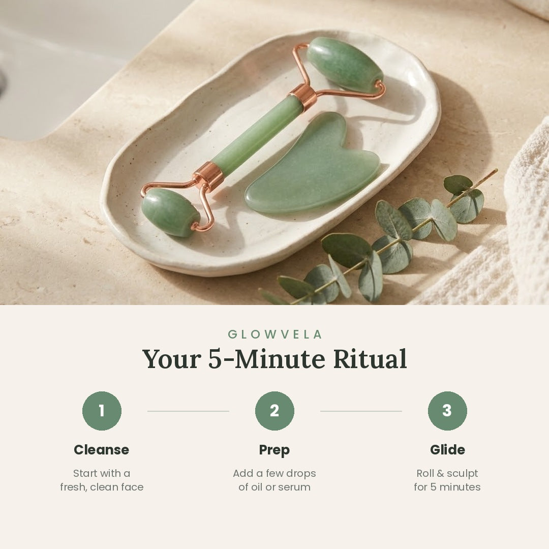 Glowvela Facial Roller & Gua Sha Set